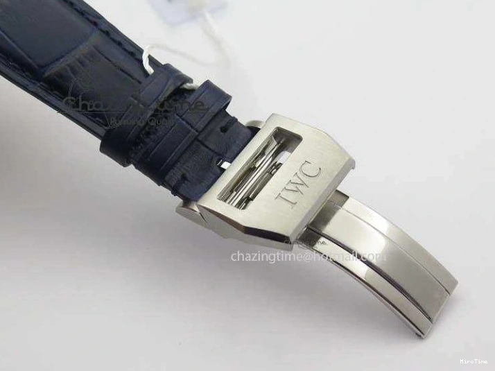 MIROTIME 1225 Pilot Chrono SS IW387809 ZF 1:1 Best Edition Silver Dial Blue Numbers On Blue Leather Strap A Lightweight 7263